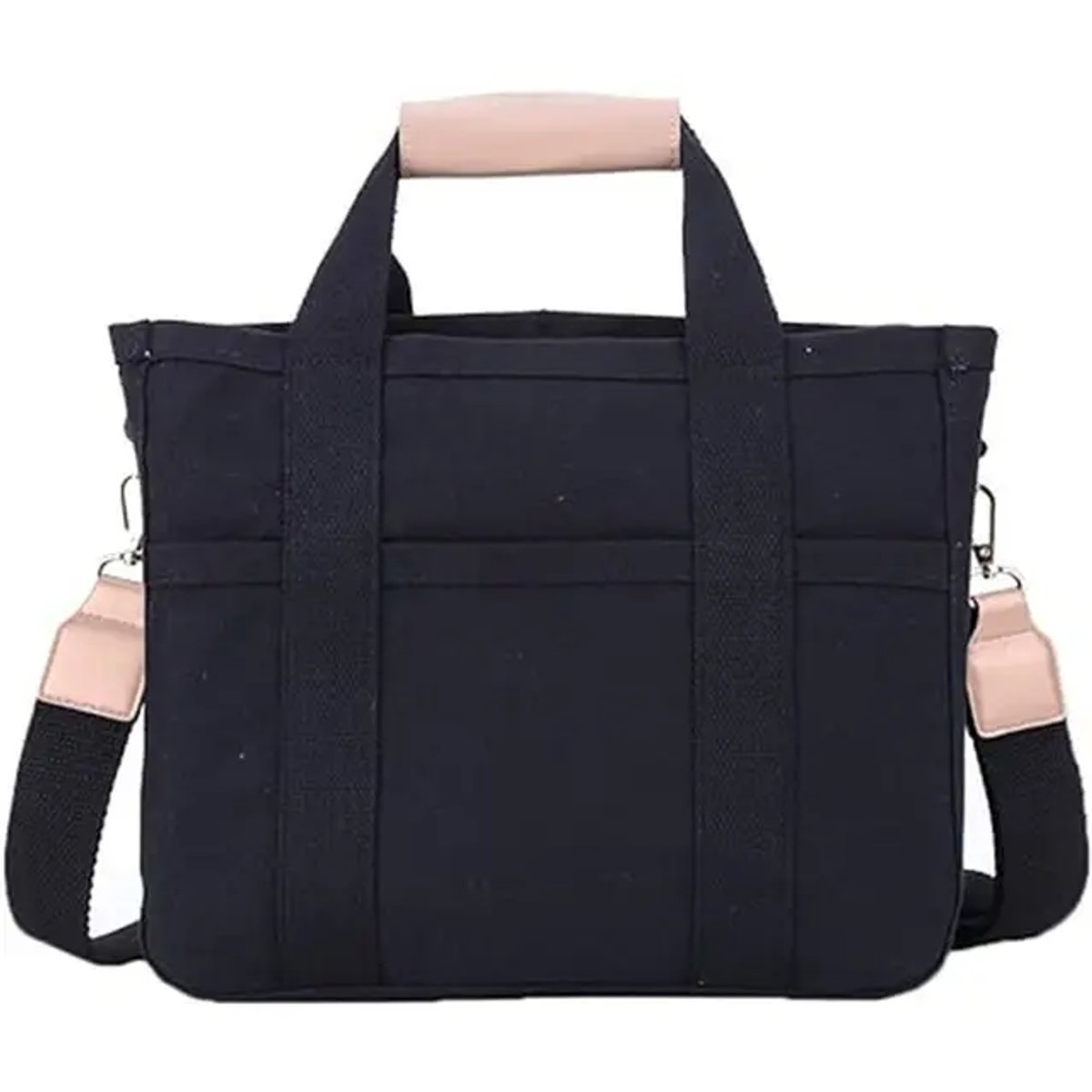 Women's Large-Capacity Multi-Pocket Canvas Crossbody Tote Bag - Schwarz