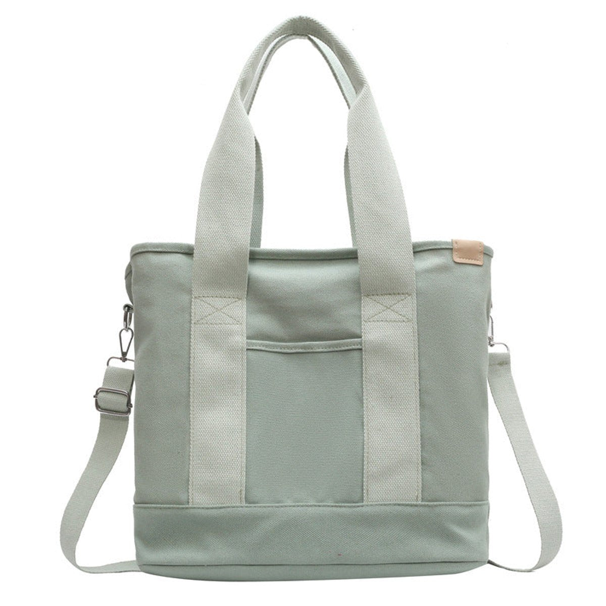 Women's Multifunction Canvas Tote Bag Adjustable Crossbody Strap - Grün
