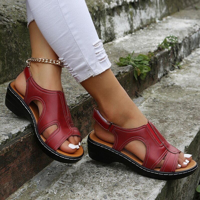 Women's Orthopedic Arch-Support Closed-Toe Wedge Sandals