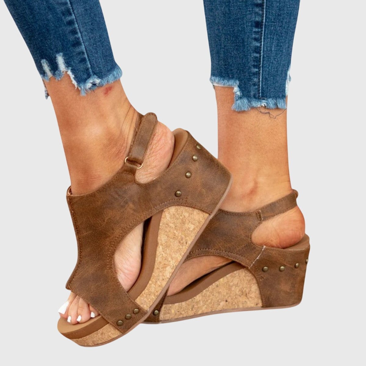 Women's Orthopedic Cork Wedge Slingback Comfortable Sandals