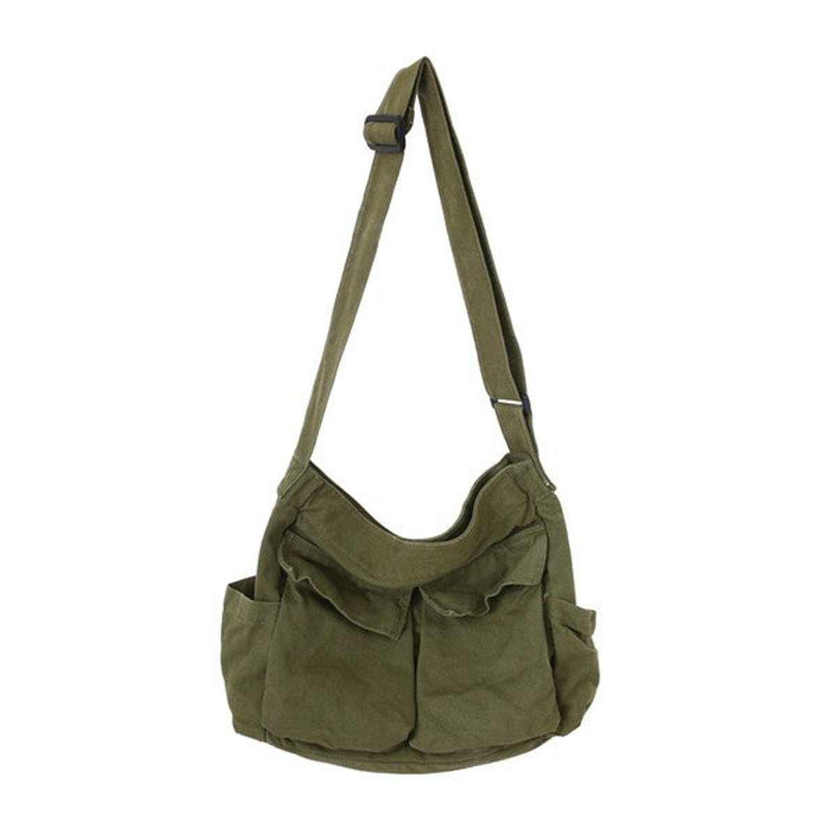 Women's Oversized Canvas Crossbody Messenger Bag Multi-Pocket