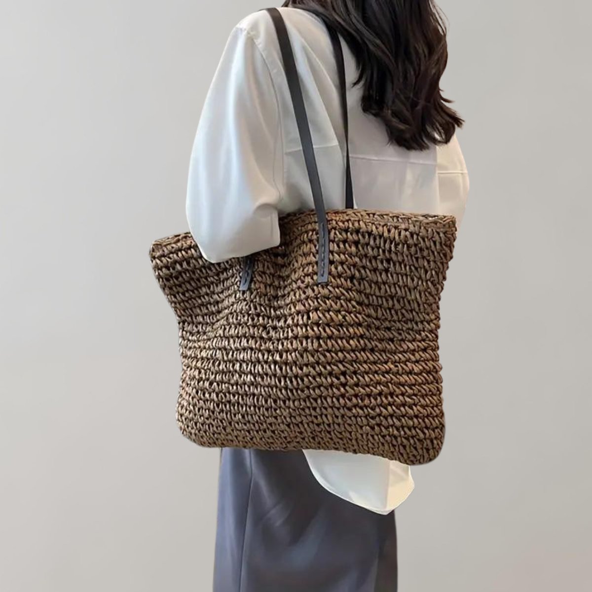 Women's Oversized Woven Raffia Bohemian Shoulder Tote Bag