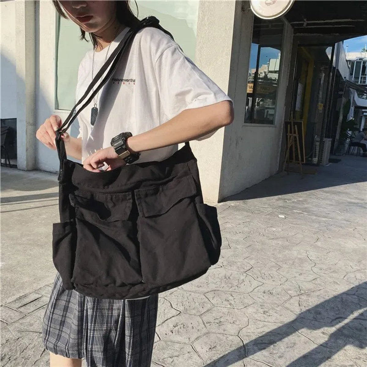 Women's Vintage Canvas Multi-Pocket Crossbody Shoulder Bag