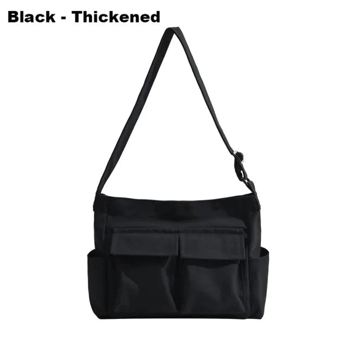 Women's Vintage Canvas Multi-Pocket Crossbody Shoulder Bag - Schwarz verdickt