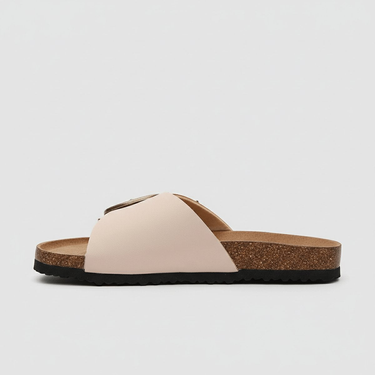 Women's Wide Strap Buckle Slip-On Comfortable Sandals Open Toe Flat