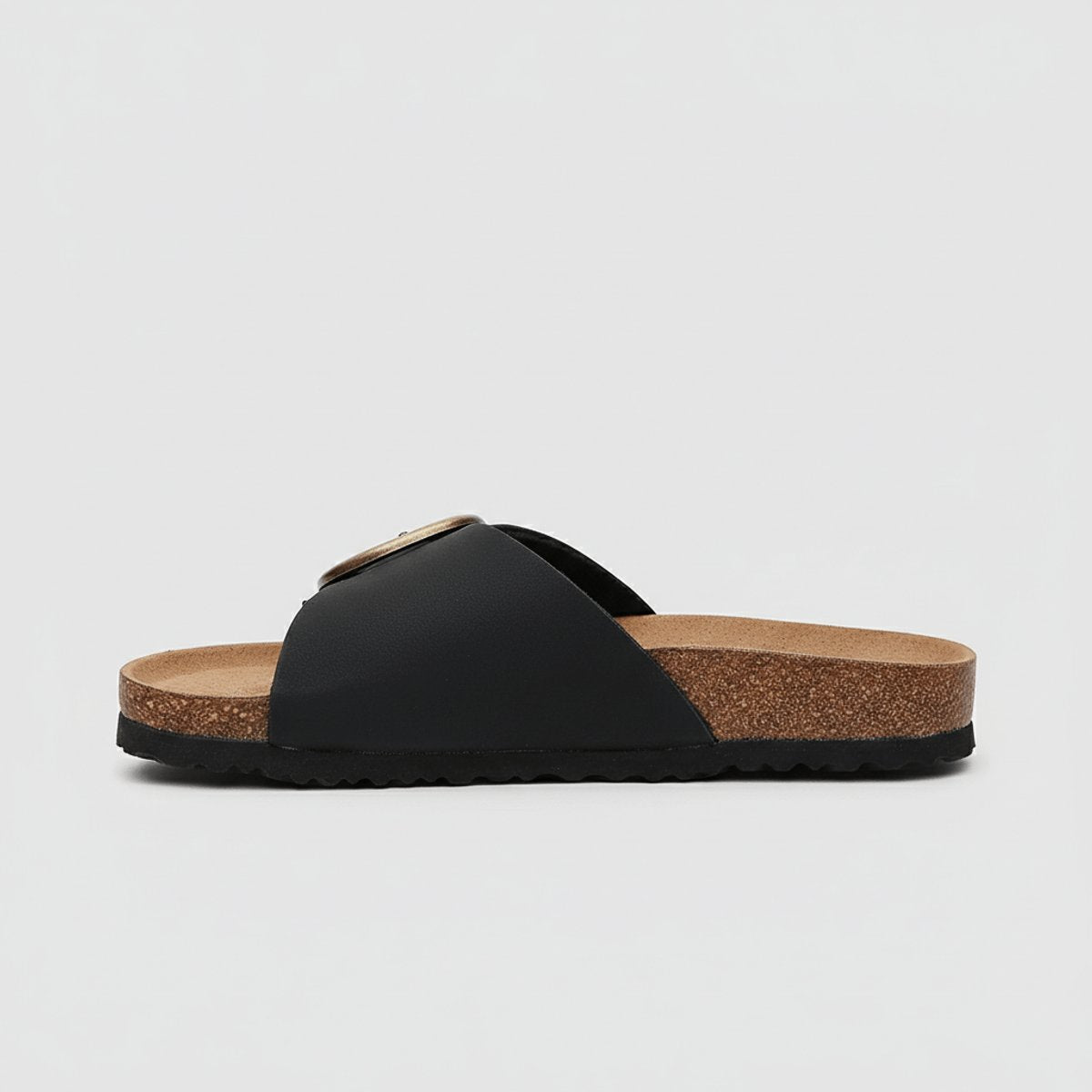 Women's Wide Strap Buckle Slip-On Comfortable Sandals Open Toe Flat
