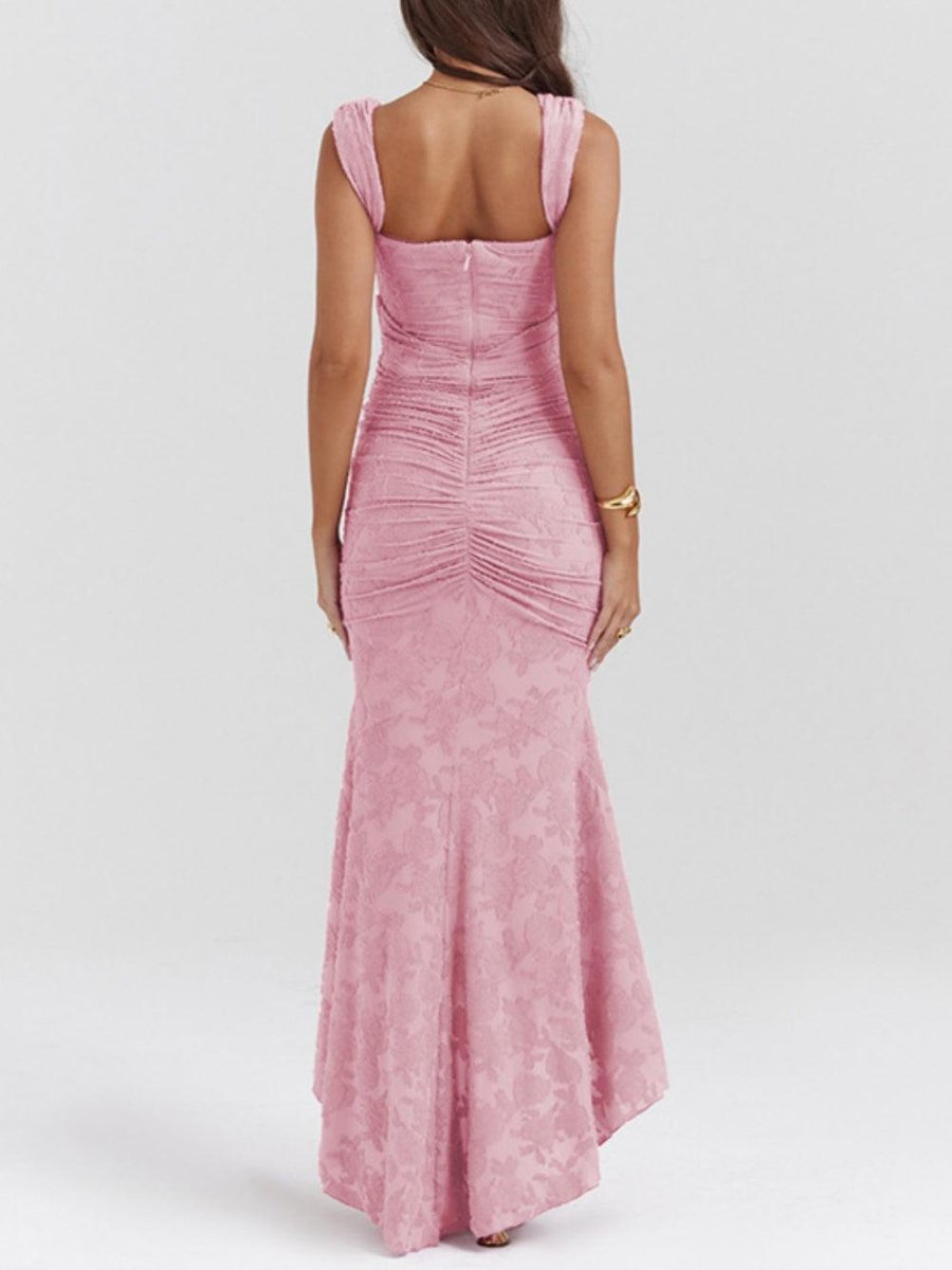 Mother of the Bride Dress Corset Ruched Mermaid Jacquard Midi