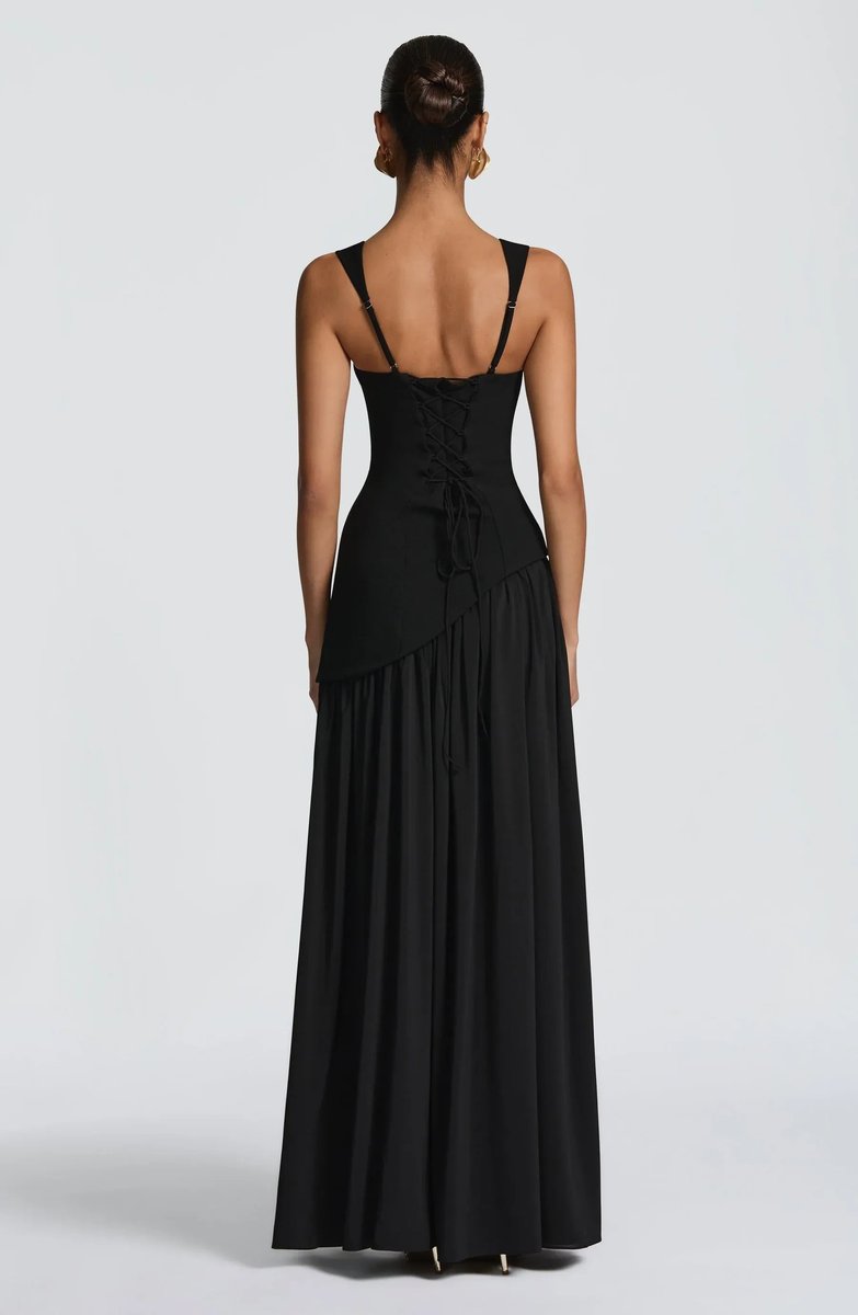Mother of the Bride Dress Sleeveless Square Neck Fitted Waist A-Line Maxi Gown