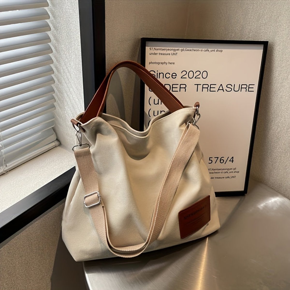 Women's Canvas Hobo Shoulder Bag Adjustable Crossbody Strap