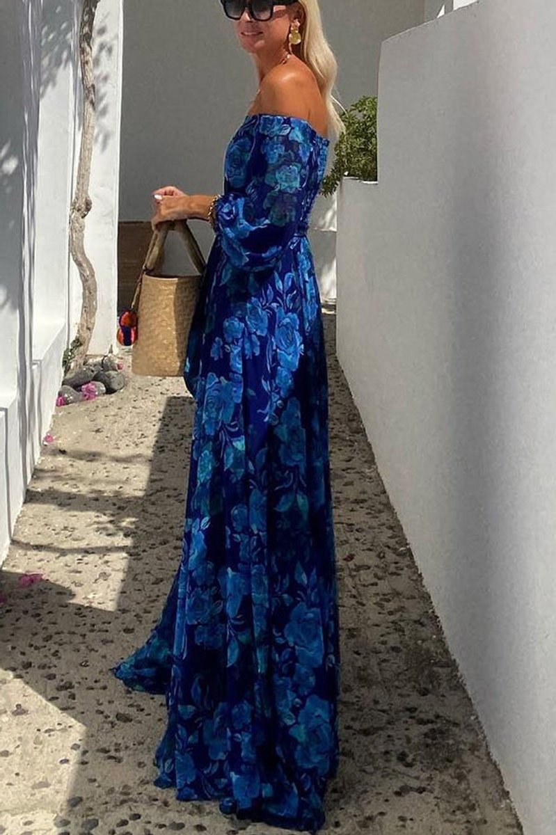Women's Floral Off-Shoulder Maxi Mother of the Bride Dress