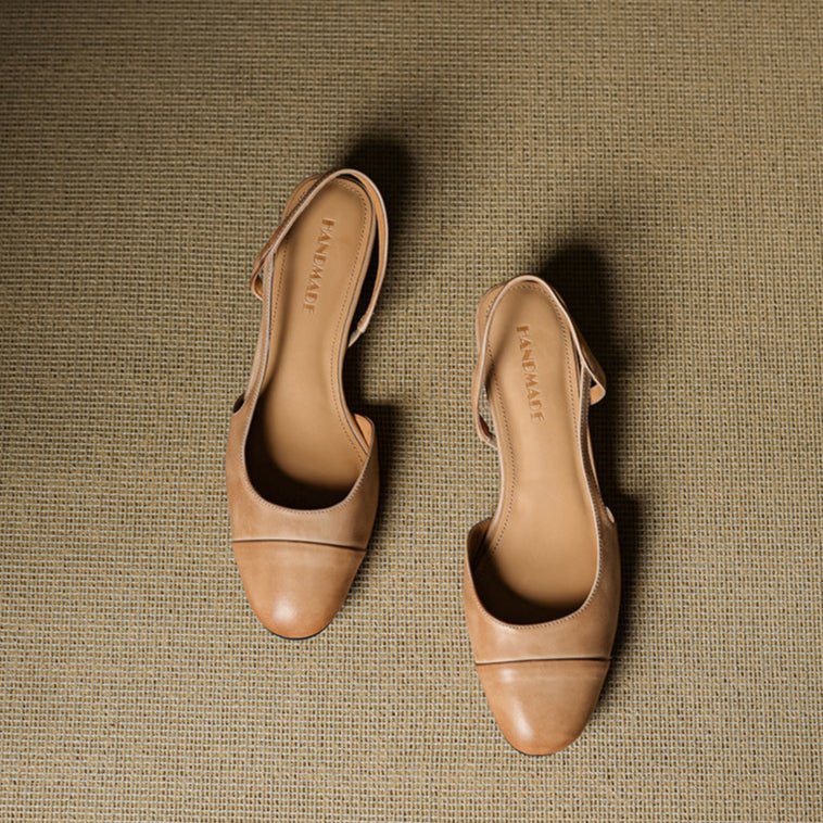 Women's Genuine Leather Slingback Block-Heel Pumps