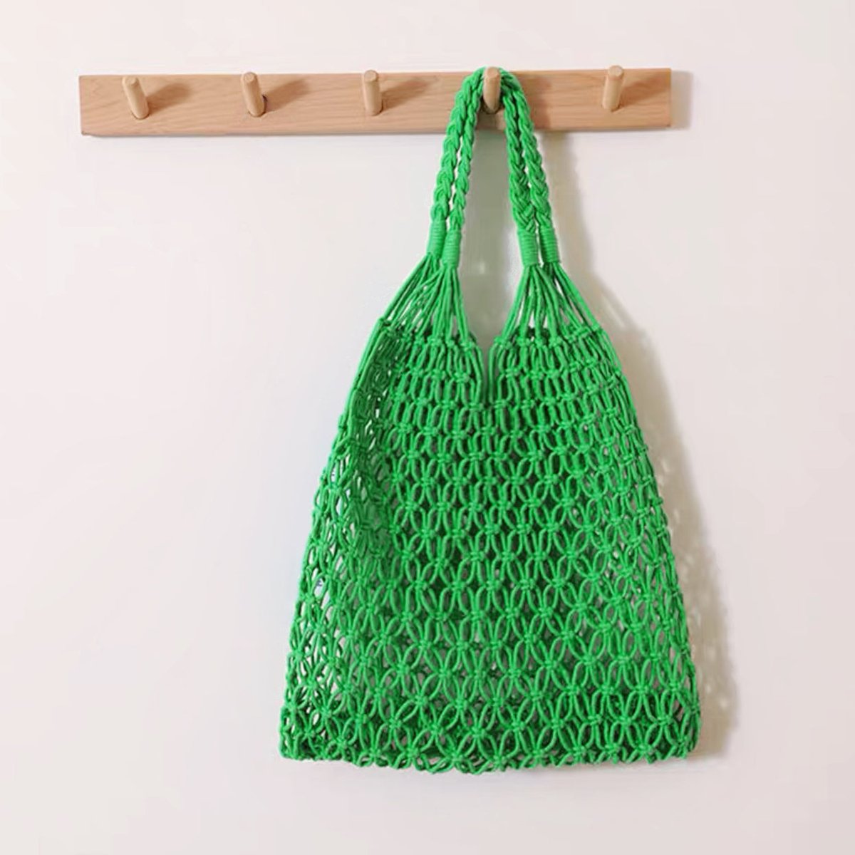 Women's Handwoven Macrame Cotton Mesh Market Tote Bag