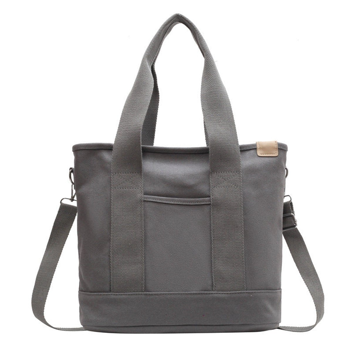 Women's Multifunction Canvas Tote Bag Adjustable Crossbody Strap - Grau