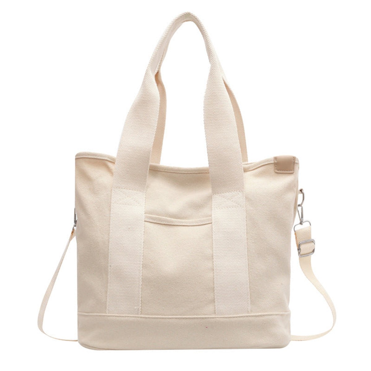 Women's Multifunction Canvas Tote Bag Adjustable Crossbody Strap - Weiß