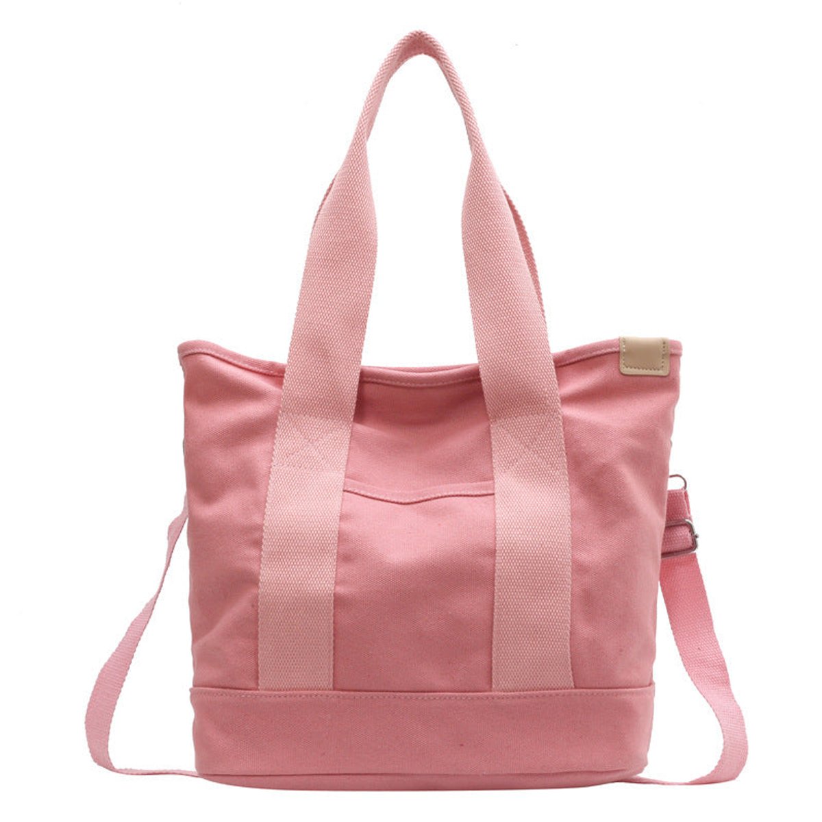 Women's Multifunction Canvas Tote Bag Adjustable Crossbody Strap - Rosa