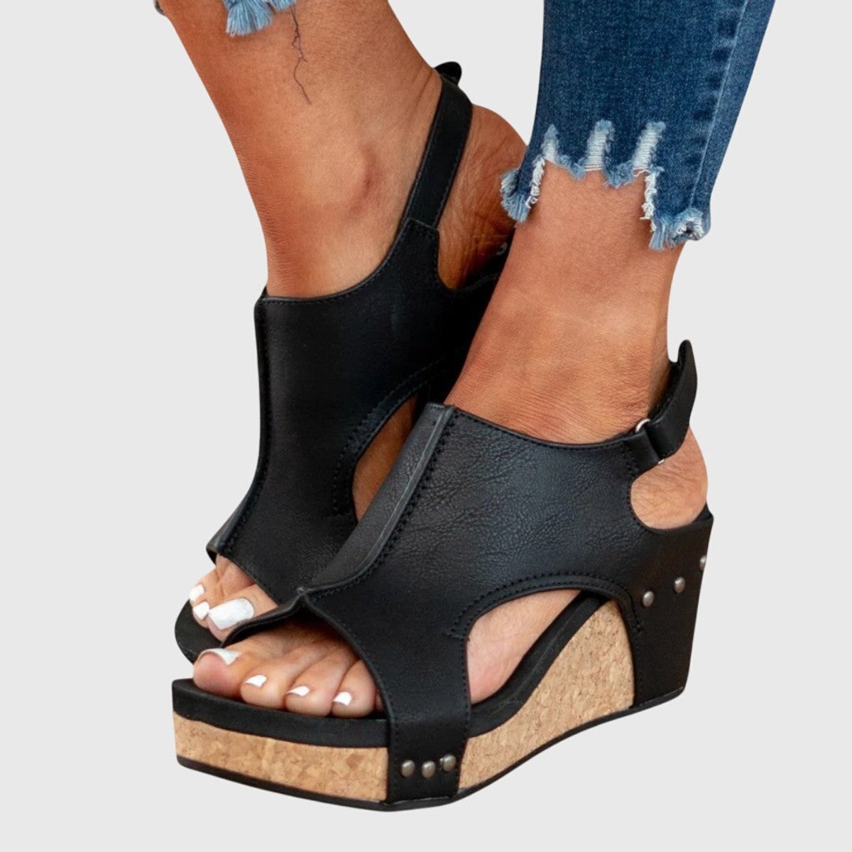 Women's Orthopedic Cork Wedge Slingback Comfortable Sandals