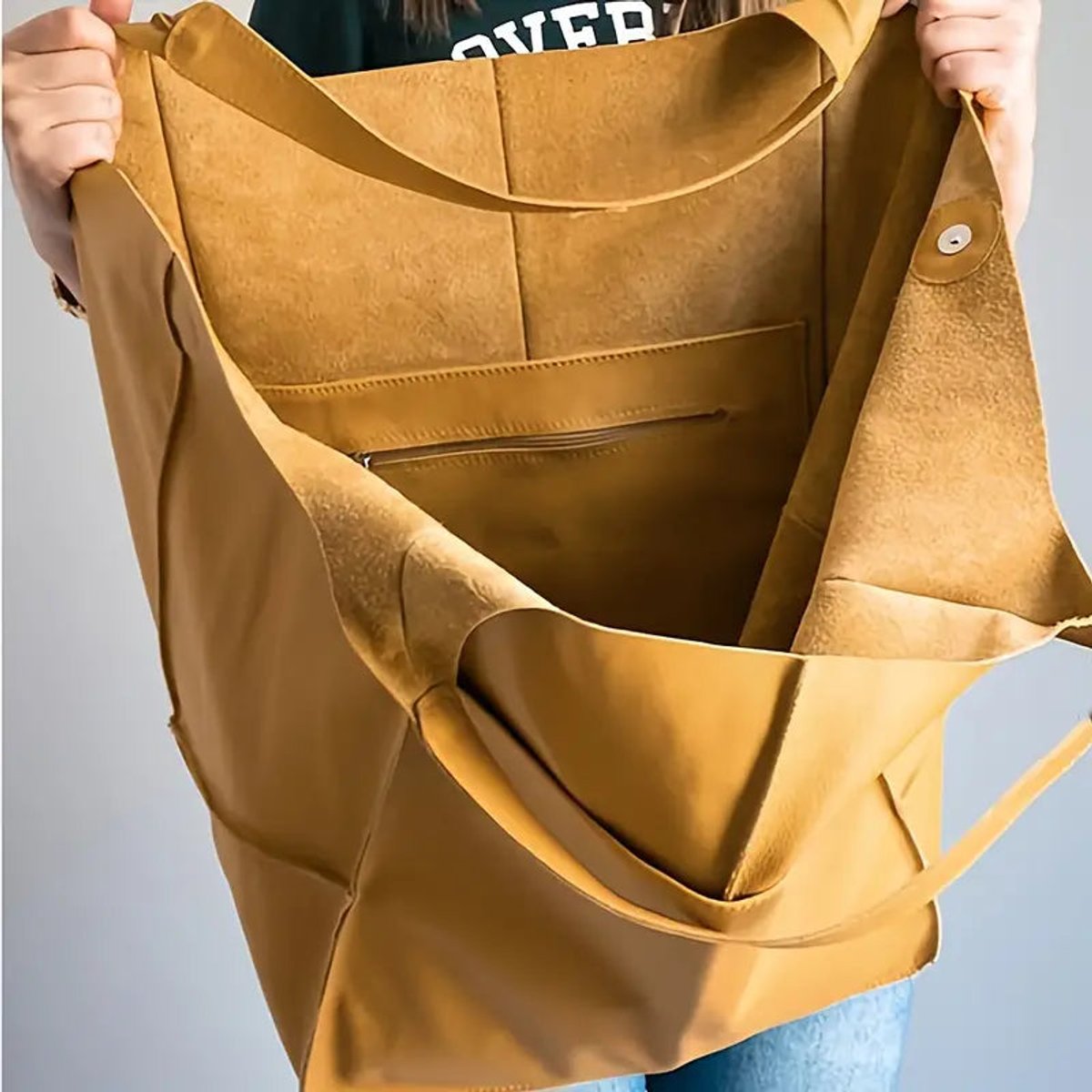 Women's Oversized Faux Leather Magnetic Closure Tote Bag
