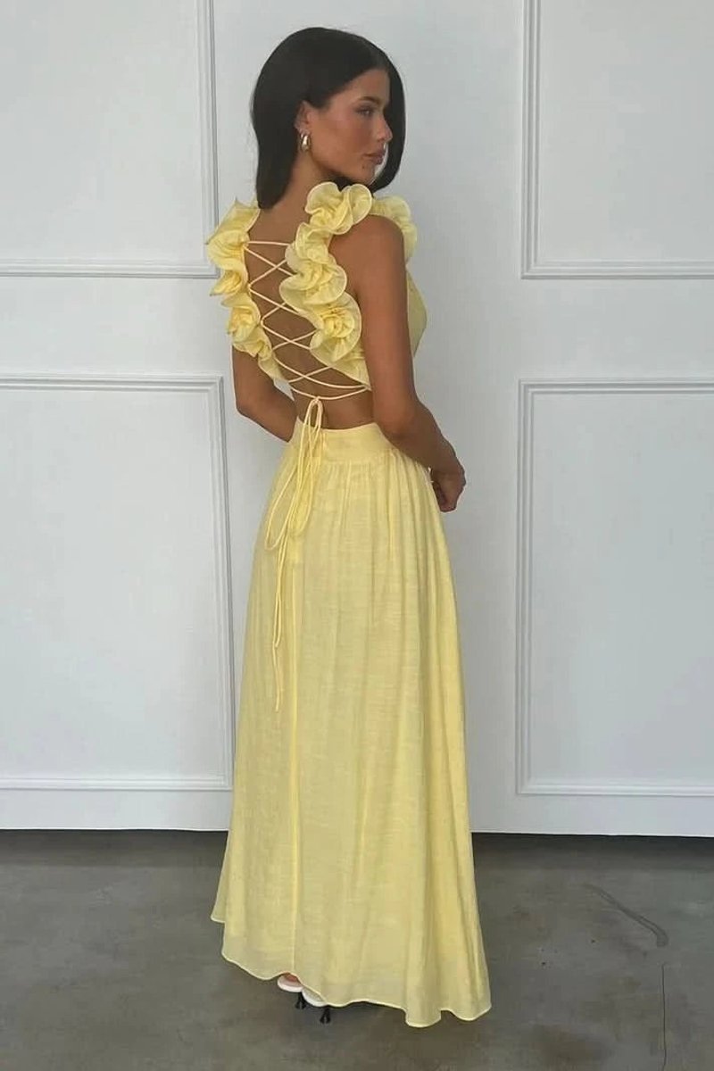 Women's Pleated Sleeveless Floral Applique A-Line Evening Gown