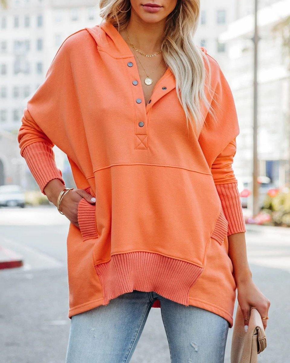 Women's Relaxed-Fit Hooded Long-Sleeve Pullover Tunic Sweatshirt