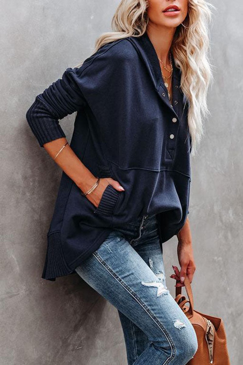 Women's Relaxed-Fit Hooded Long-Sleeve Pullover Tunic Sweatshirt