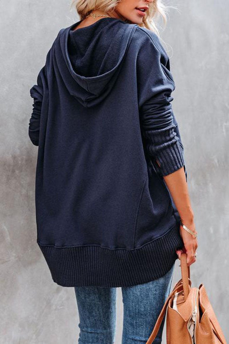 Women's Relaxed-Fit Hooded Long-Sleeve Pullover Tunic Sweatshirt