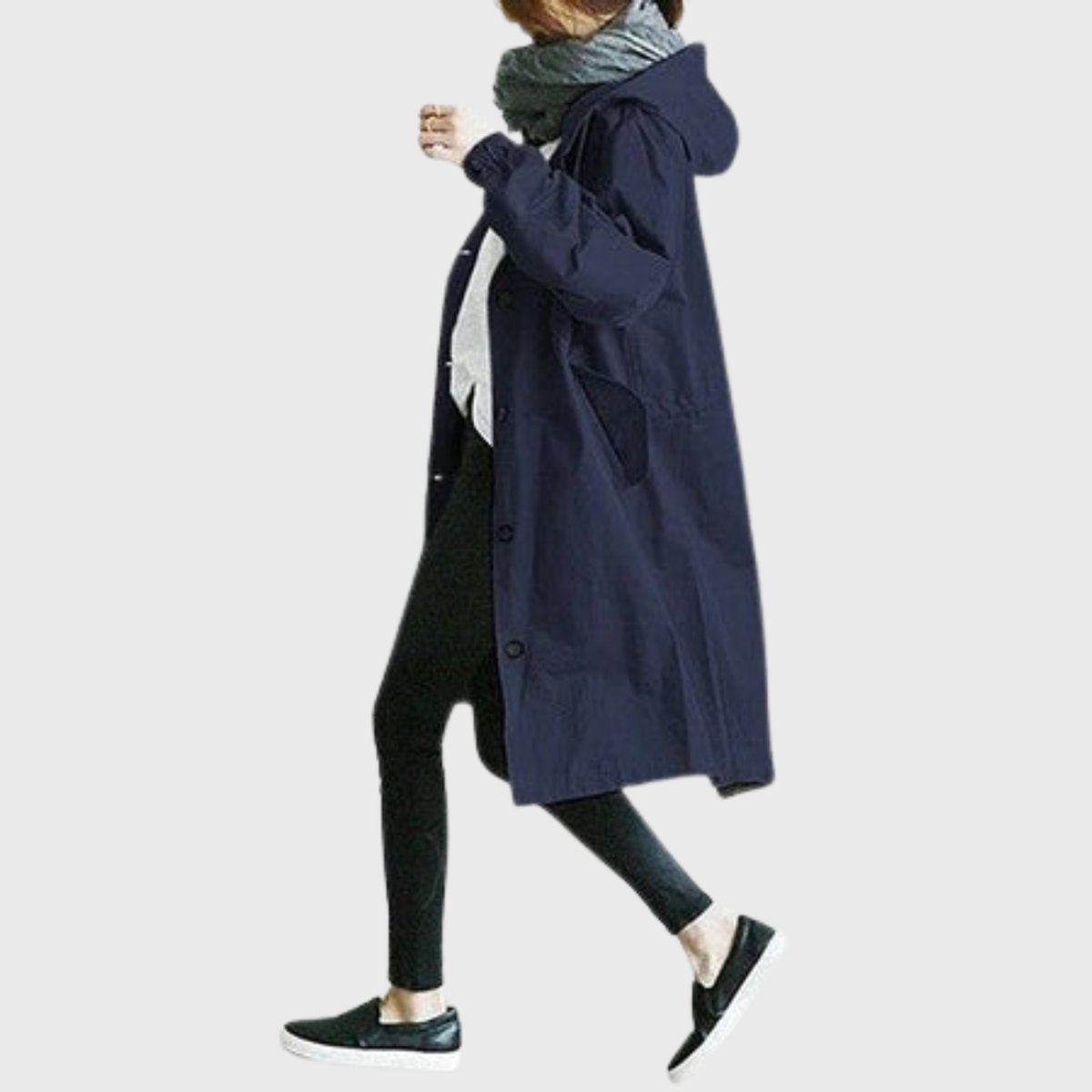 Women's Relaxed-Fit Hooded Waterproof Long Trench Coat - Blue