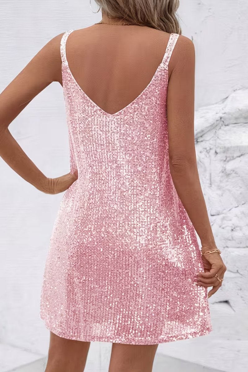 Women's Sequin Sleeveless V-Neck Mini Evening Gown