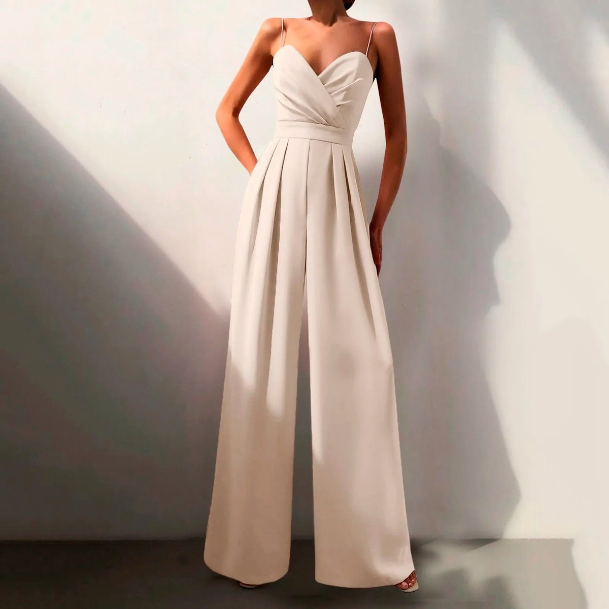 Women's Sweetheart Spaghetti Strap Wide Leg Pants Formal Jumpsuit