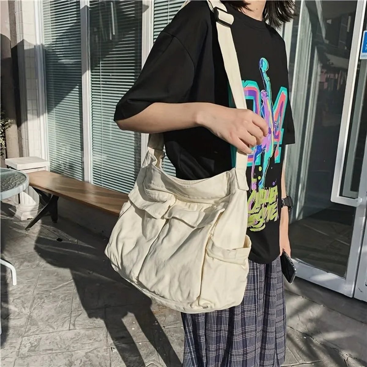Women's Vintage Canvas Multi-Pocket Crossbody Shoulder Bag