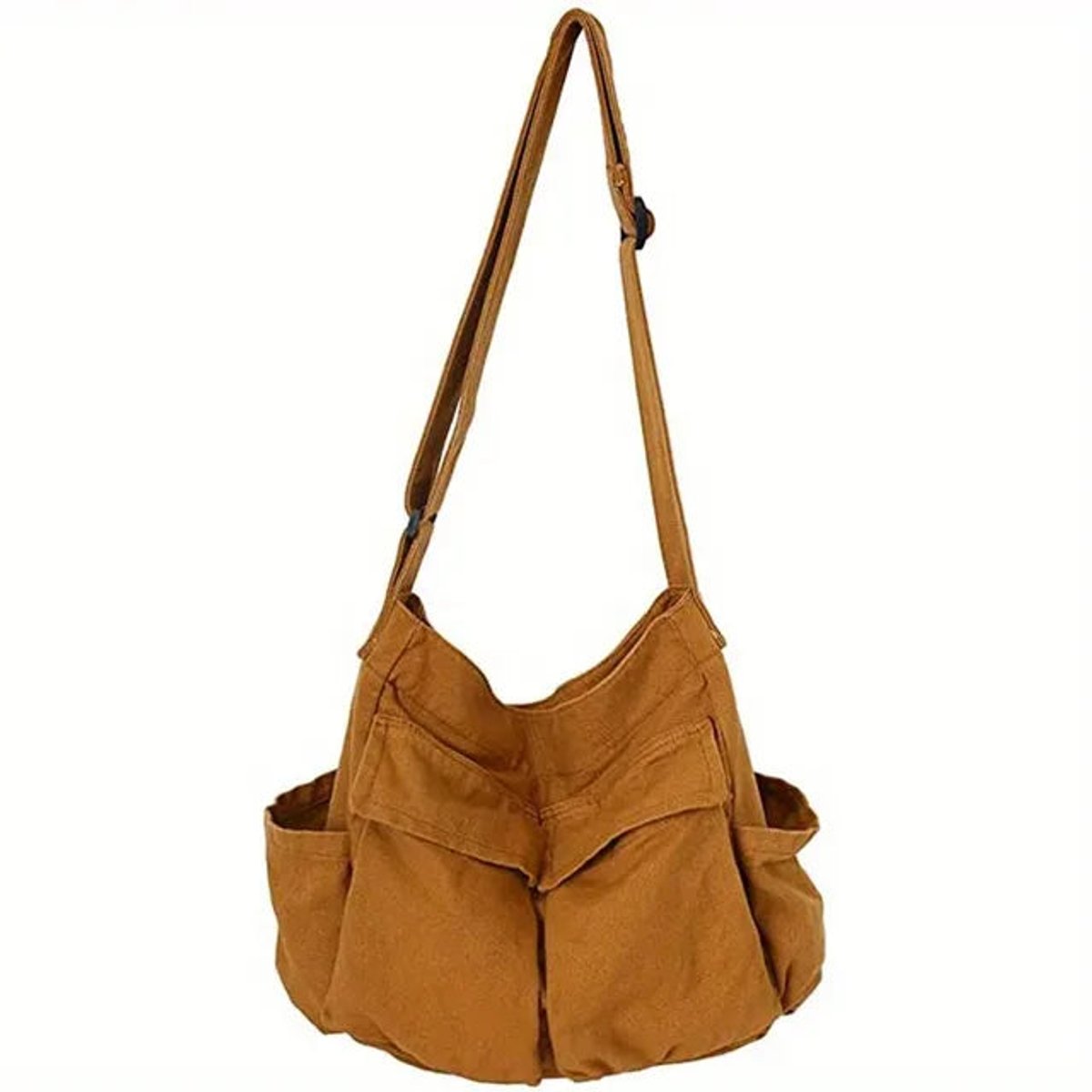 Women's Vintage Canvas Multi-Pocket Crossbody Shoulder Bag - Khaki