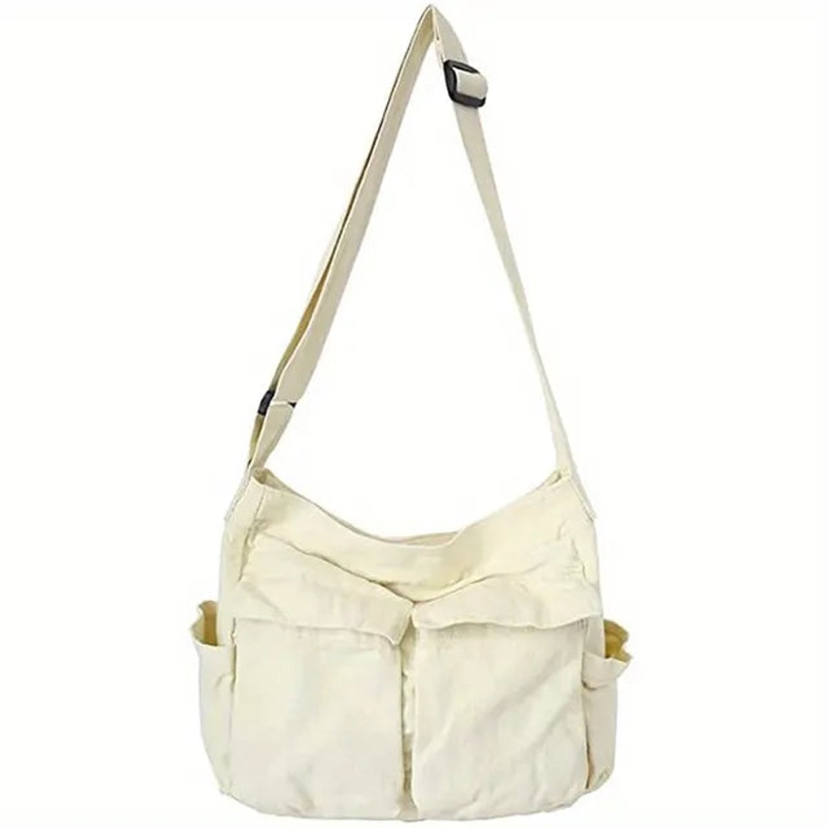 Women's Vintage Canvas Multi-Pocket Crossbody Shoulder Bag - Weiss